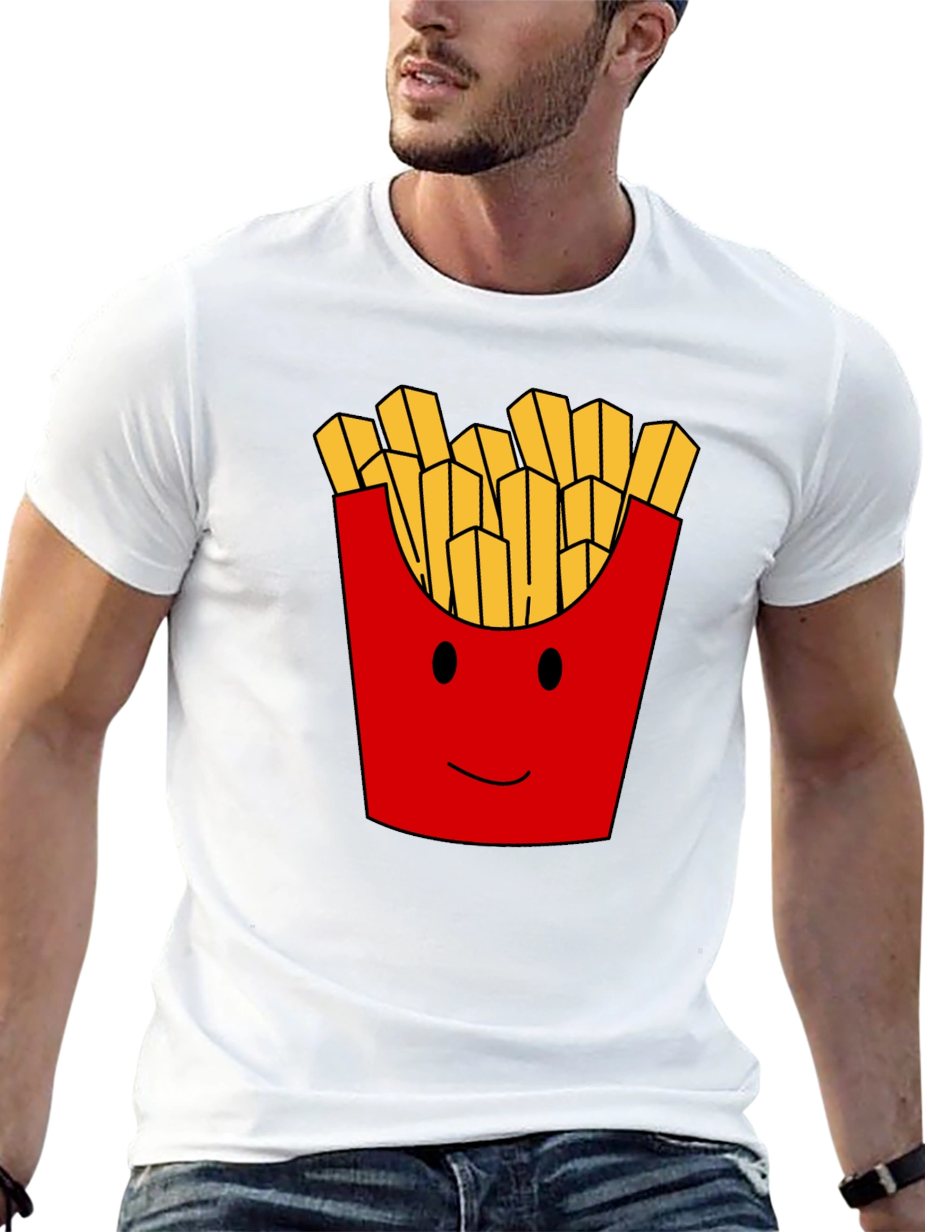 Funny French Fries Graphic Print Mens T-Shirt