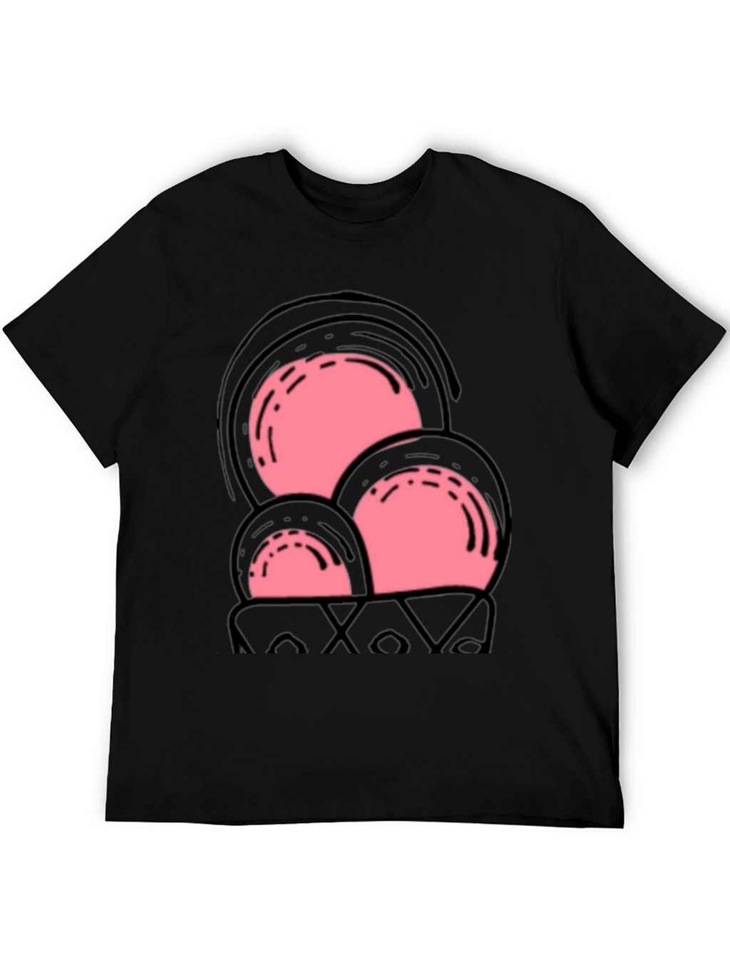 Fun Pink Ice Cream Cone Graphic Tee - Black