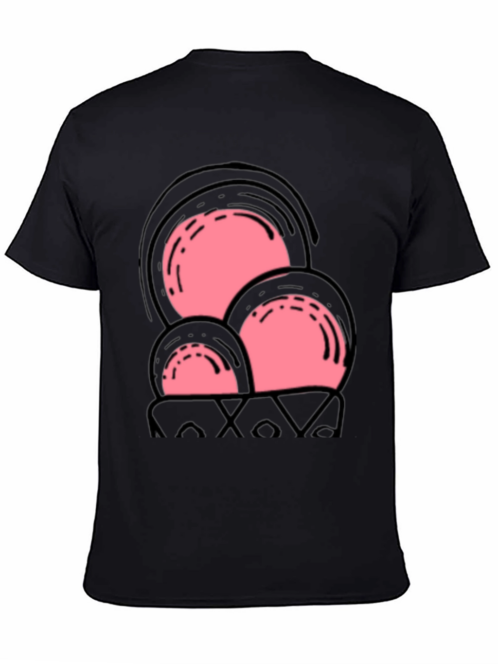 Fun Pink Ice Cream Cone Graphic Tee - Black