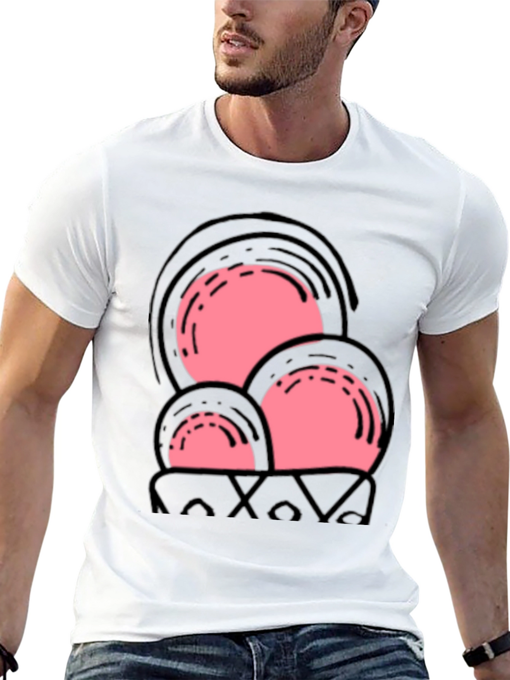 Fun Pink Ice Cream Cone Graphic Tee - Black