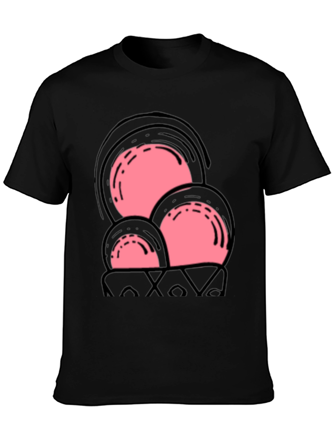 Fun Pink Ice Cream Cone Graphic Tee - Black