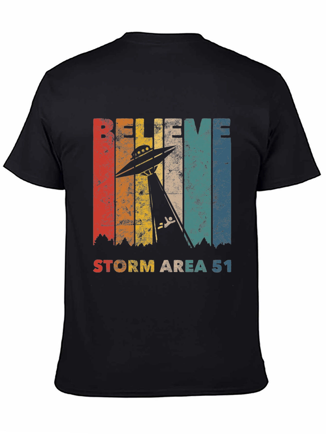 Believe Storm Area 51 T-Shirt - Retro UFO Abduction Tee