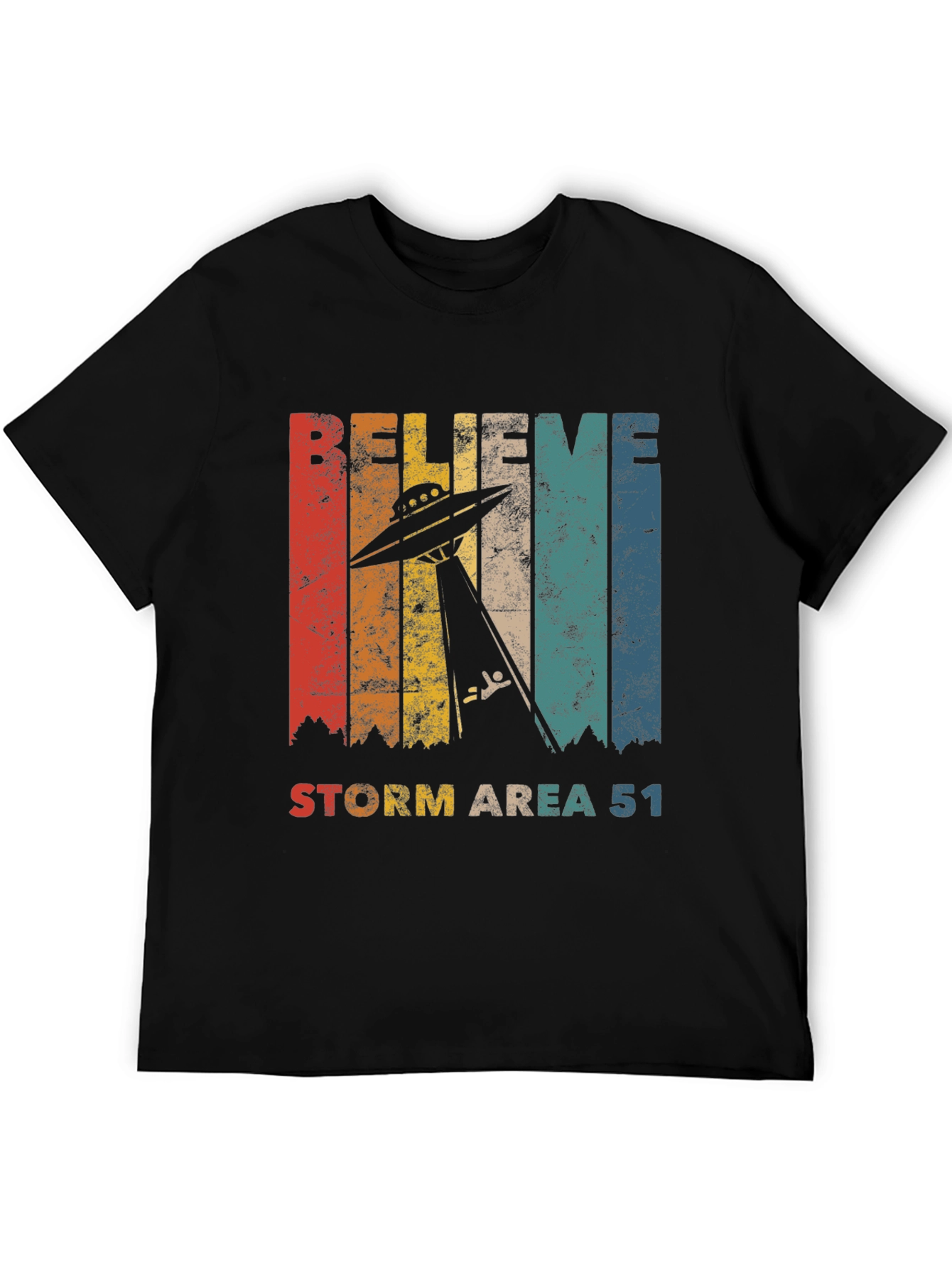 Believe Storm Area 51 T-Shirt - Retro UFO Abduction Tee