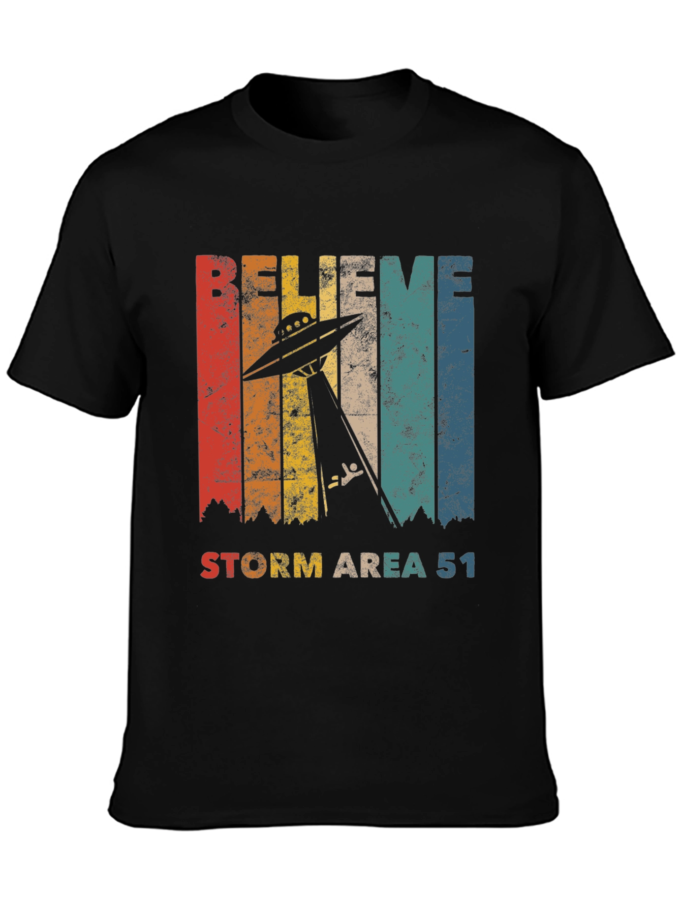 Believe Storm Area 51 T-Shirt - Retro UFO Abduction Tee