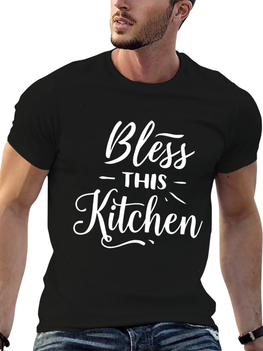 Bless This Kitchen Black Graphic T-Shirt
