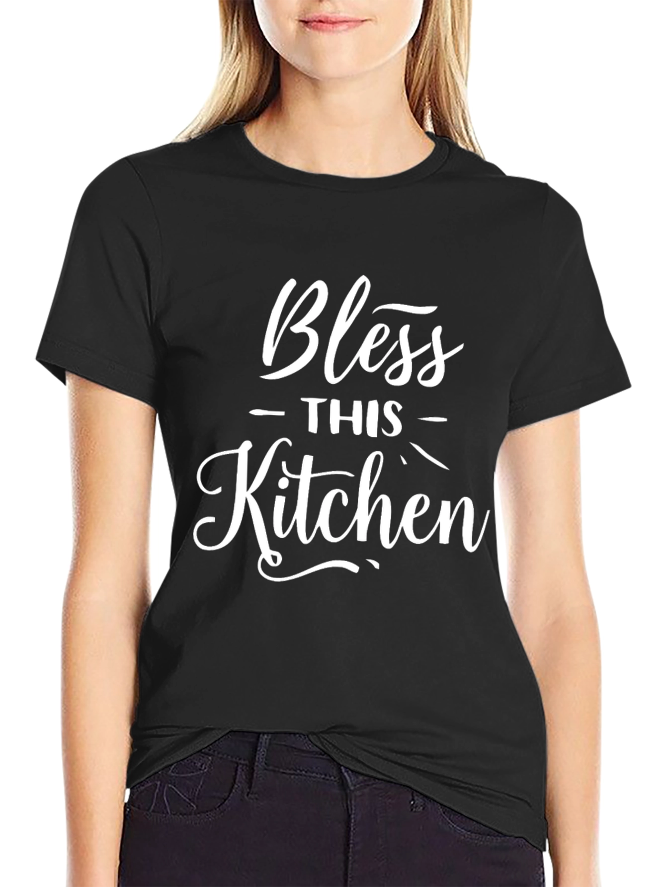 Bless This Kitchen Black Graphic T-Shirt