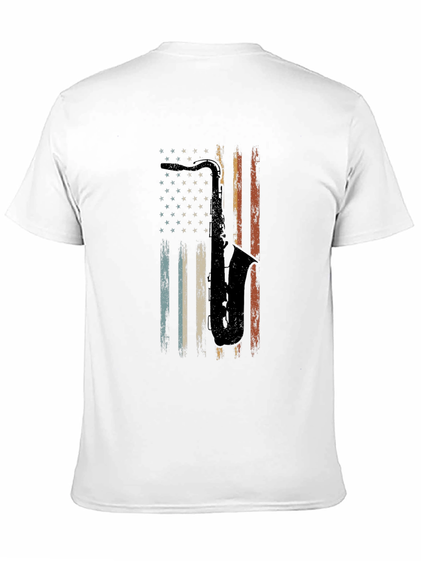 Saxophone American Flag Graphic Tee - Black Cotton T-Shirt