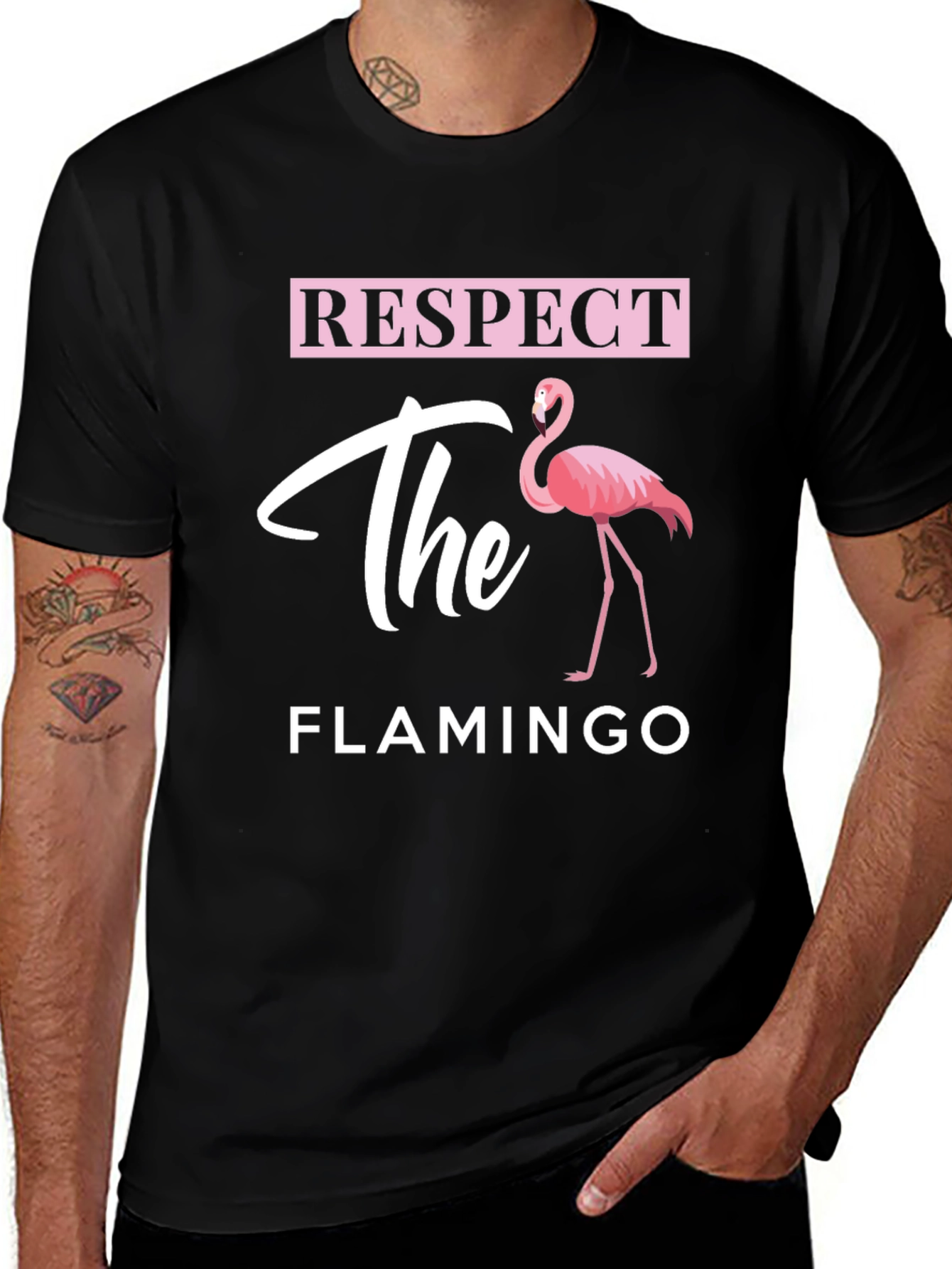 Respect the Flamingo Graphic Tee - Black