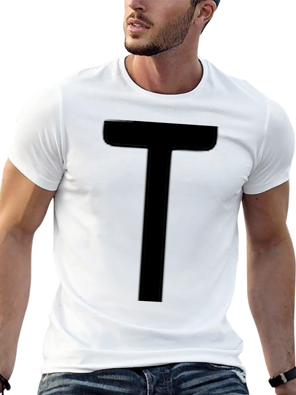 Bold T Graphic Tee - Black Cotton Comfort