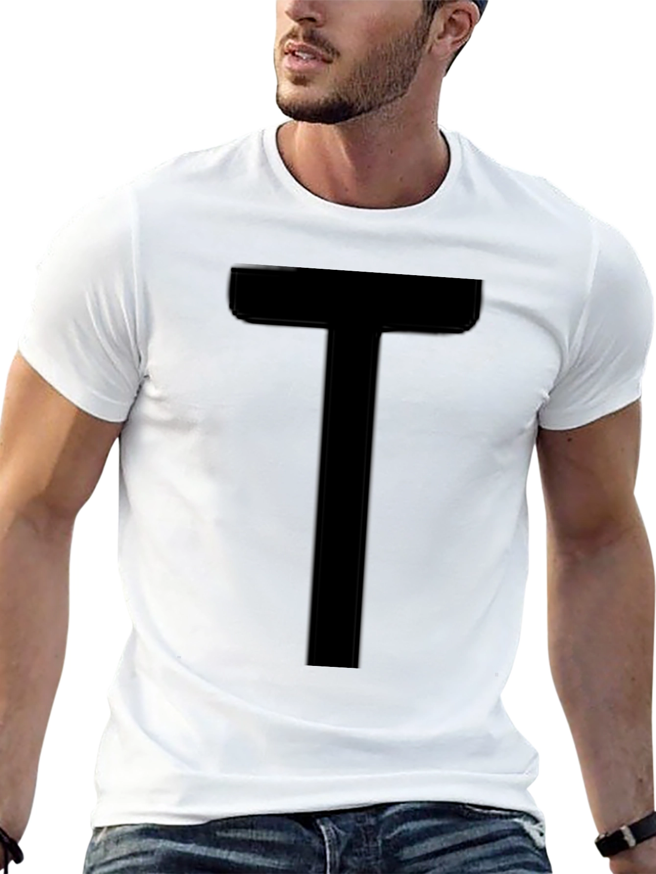 Bold T Graphic Tee - Black Cotton Comfort