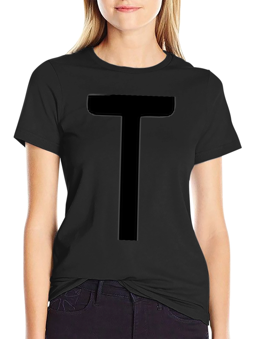 Bold T Graphic Tee - Black Cotton Comfort