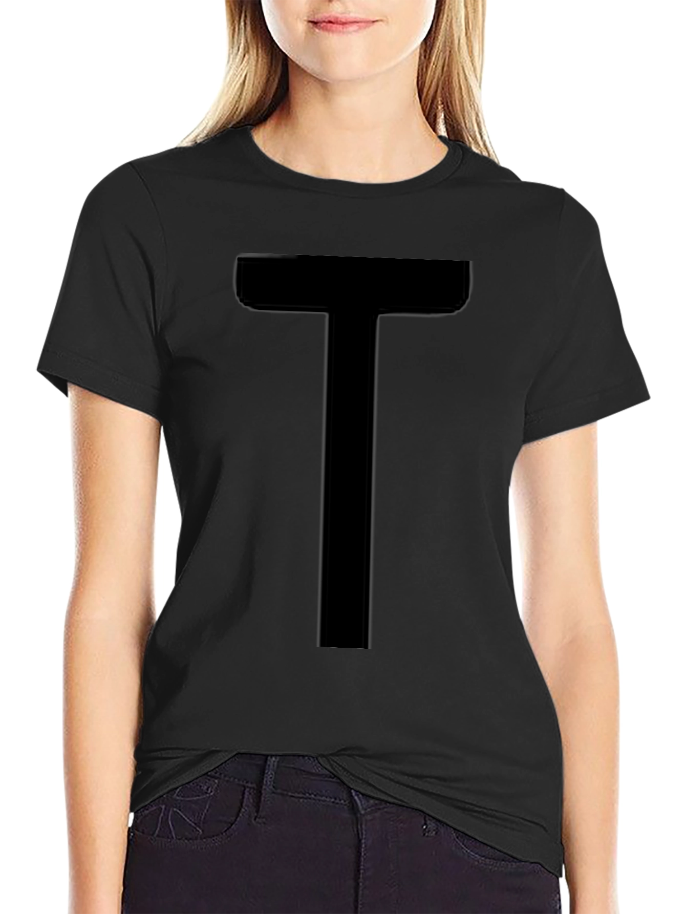 Bold T Graphic Tee - Black Cotton Comfort