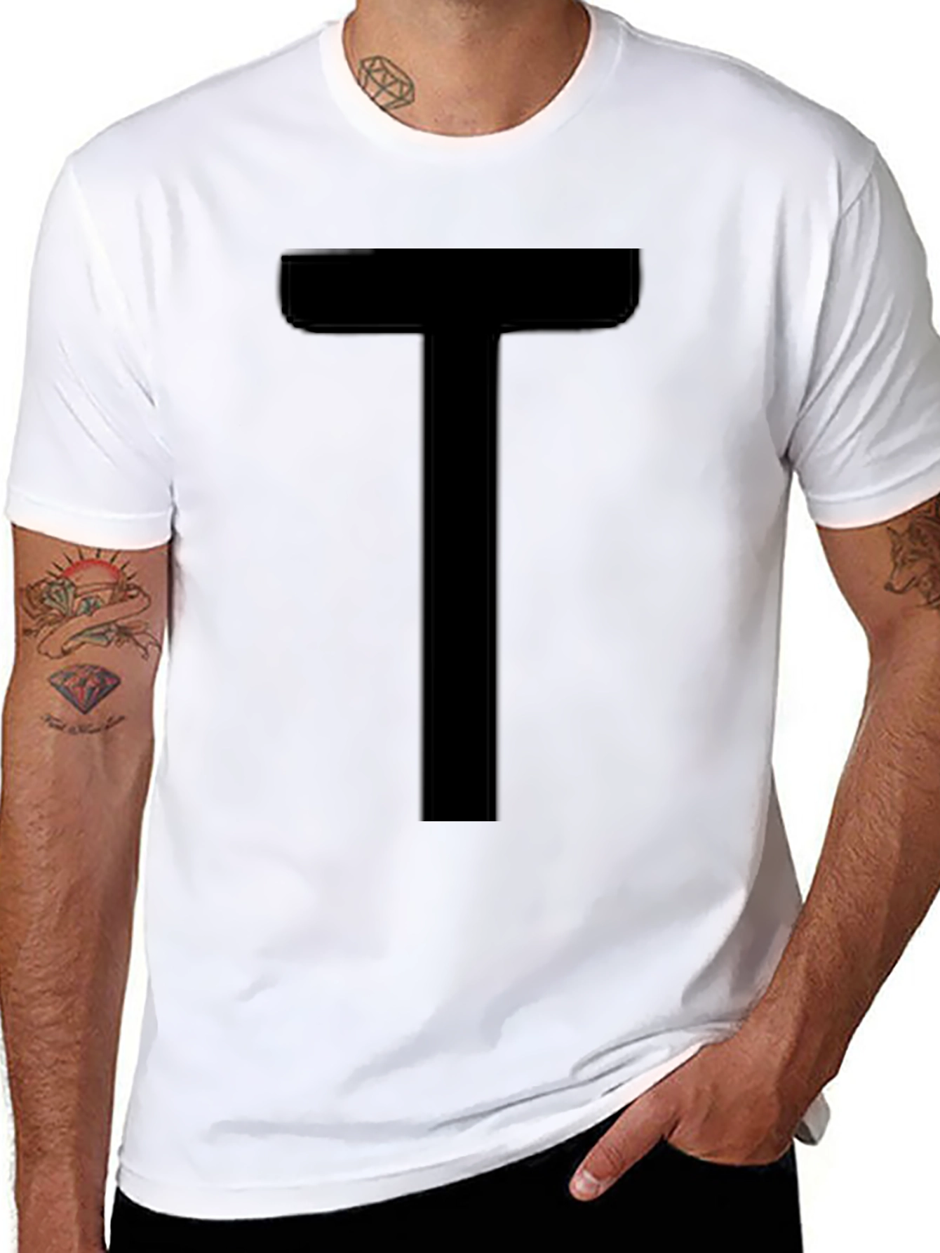 Bold T Graphic Tee - Black Cotton Comfort