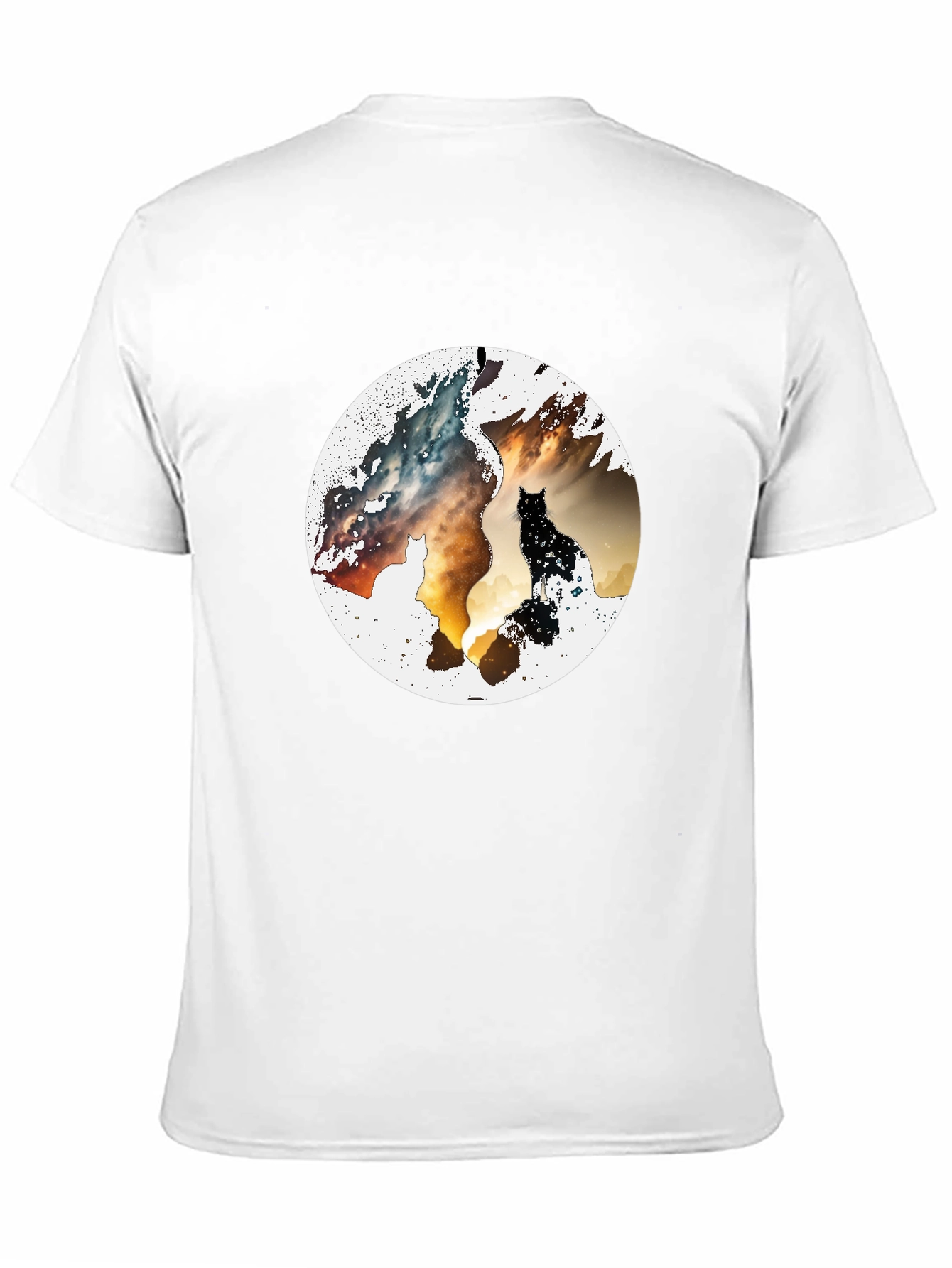 Abstract Cat Graphic Print Black T-Shirt