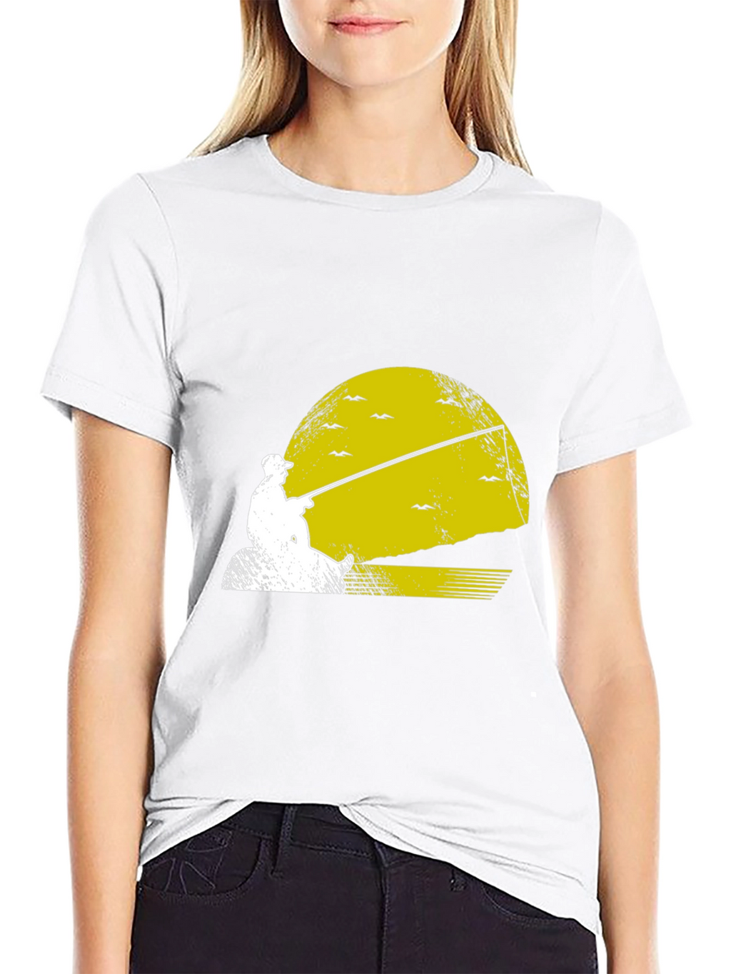 Fishing Sunset Graphic Tee - Black