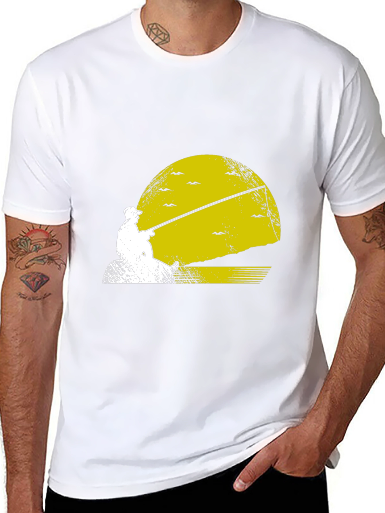 Fishing Sunset Graphic Tee - Black