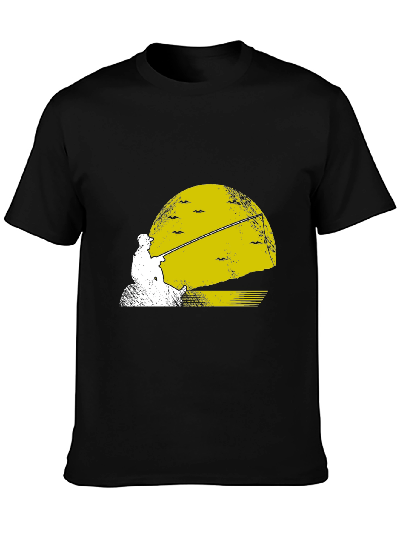 Fishing Sunset Graphic Tee - Black