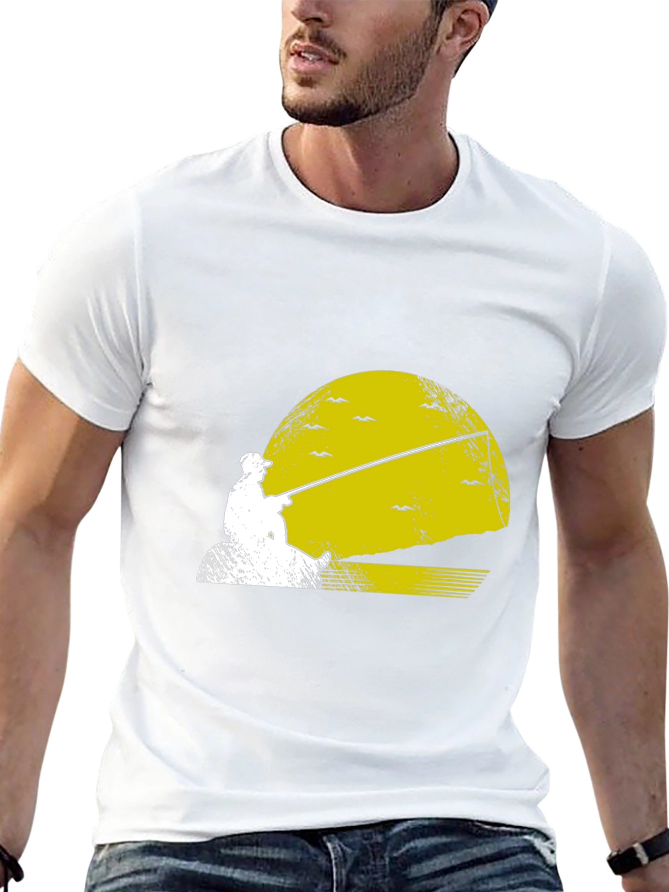 Fishing Sunset Graphic Tee - Black