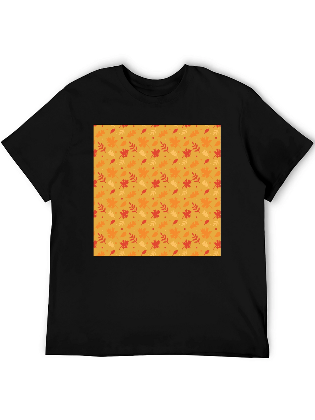 Autumn Leaf Pattern Black T-Shirt