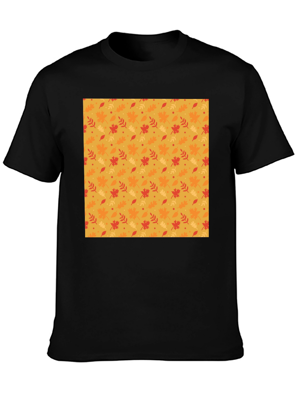 Autumn Leaf Pattern Black T-Shirt
