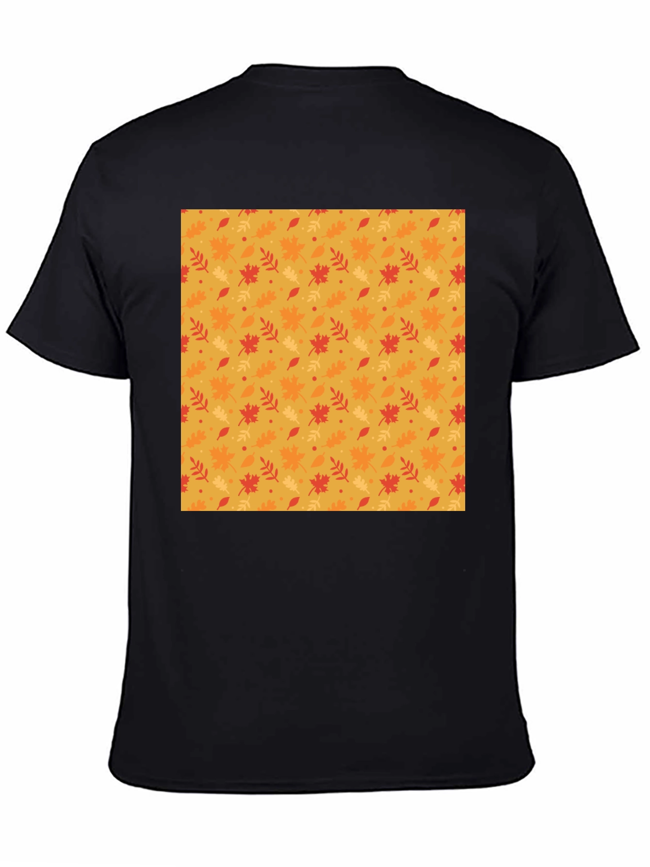 Autumn Leaf Pattern Black T-Shirt