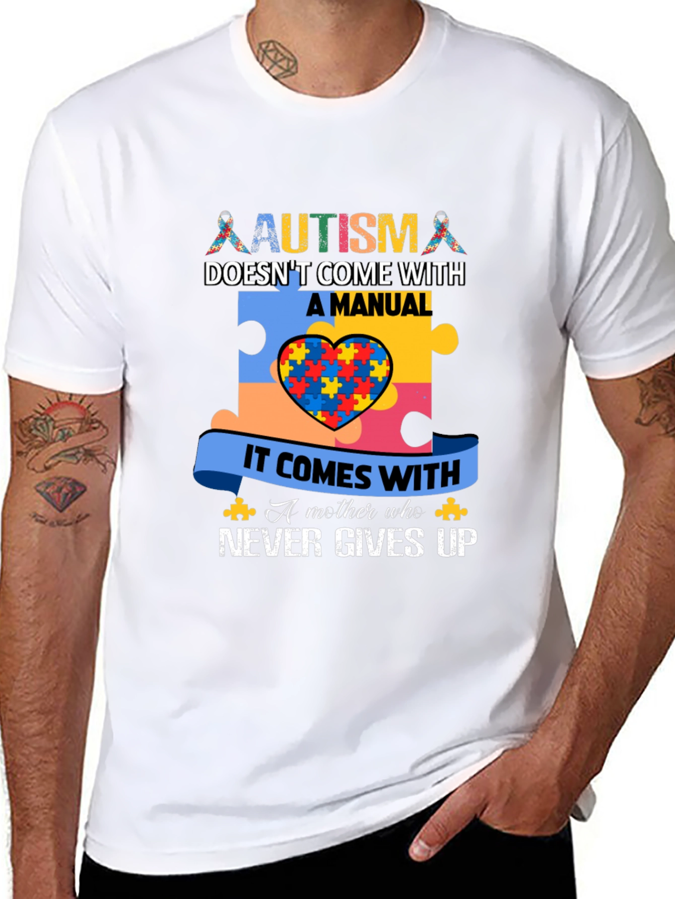 Autism Awareness T-Shirt - Never Gives Up