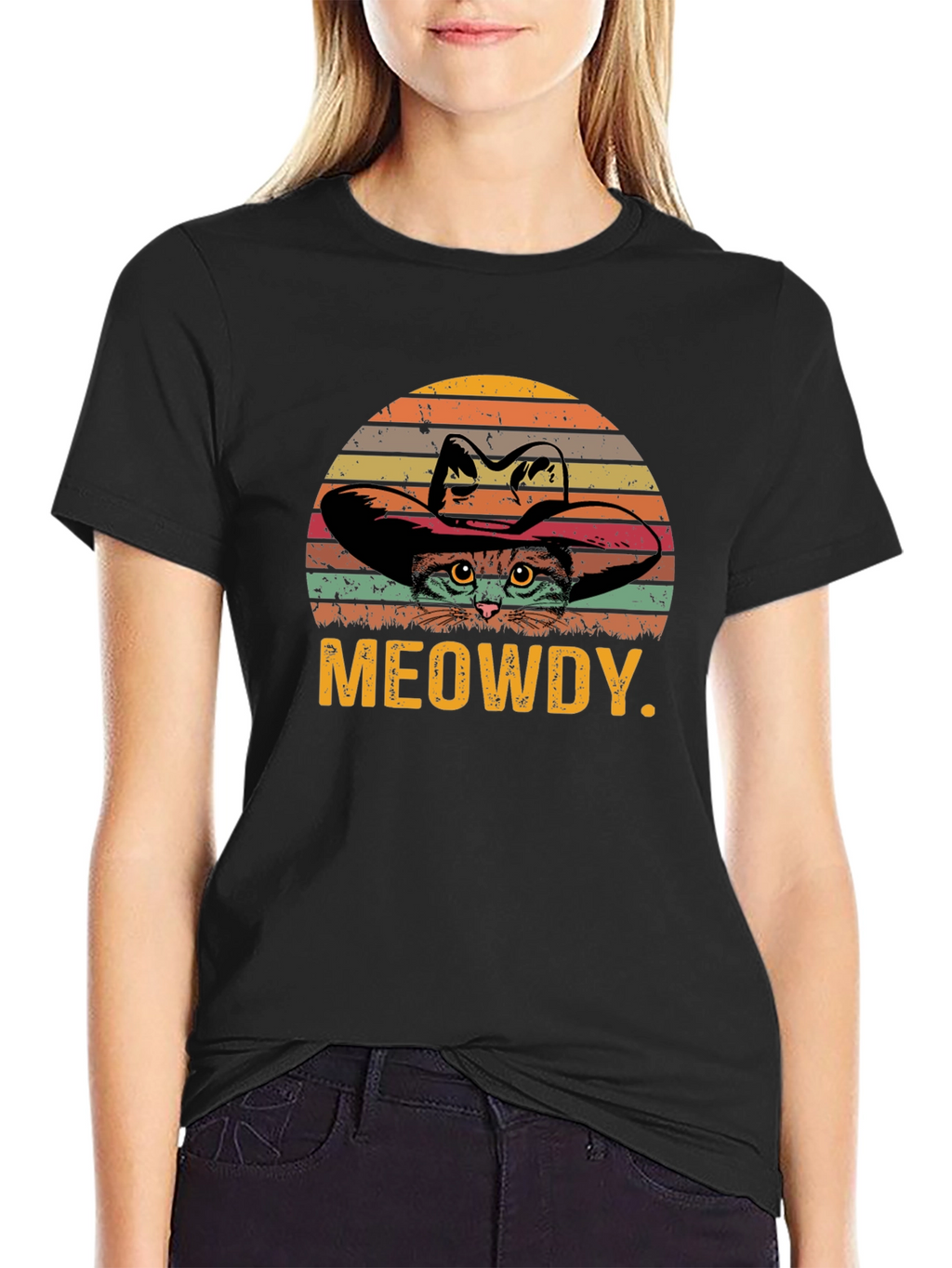 Meowdy Cat Cowboy Graphic T-Shirt