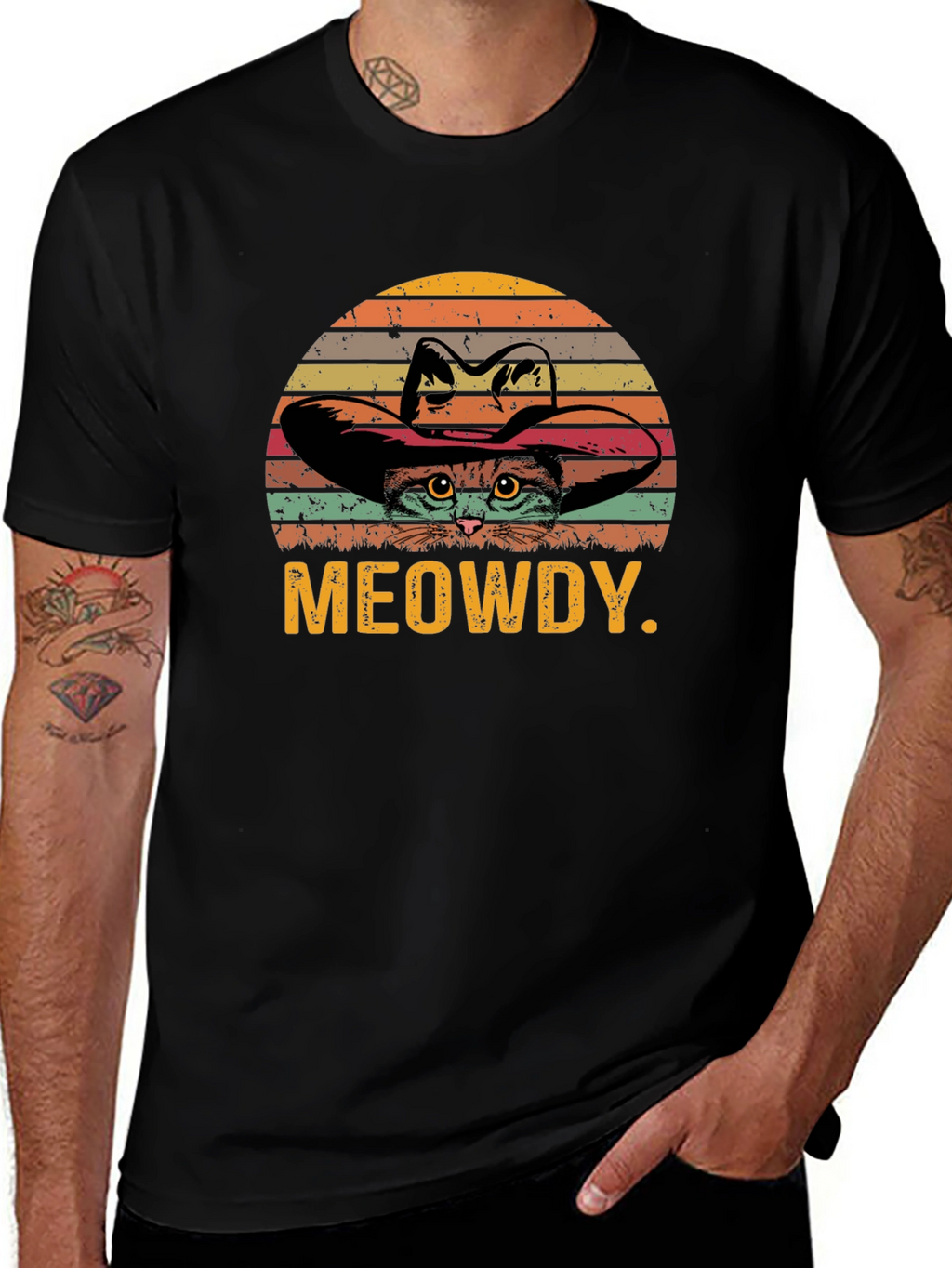 Meowdy Cat Cowboy Graphic T-Shirt