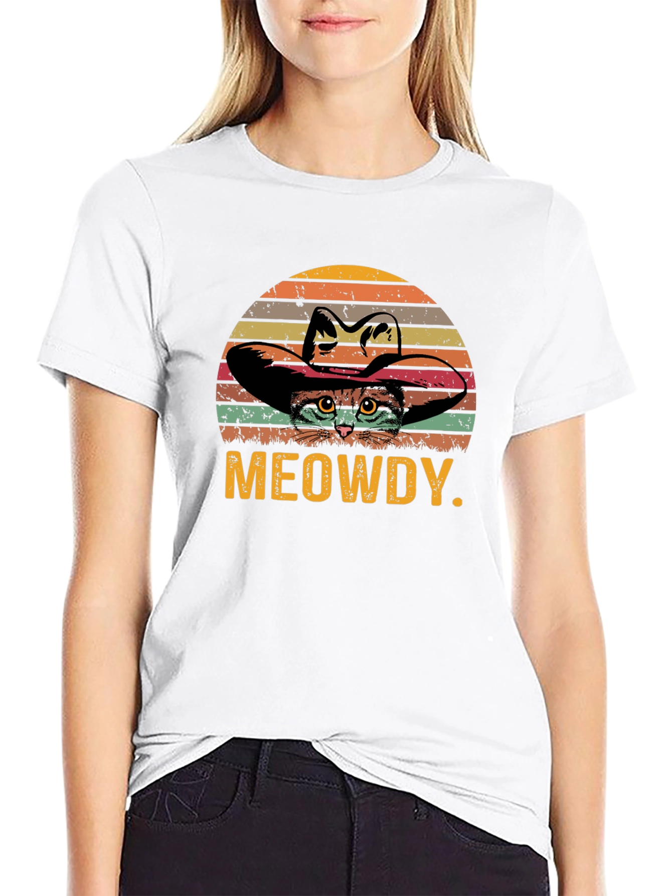 Meowdy Cat Cowboy Graphic T-Shirt