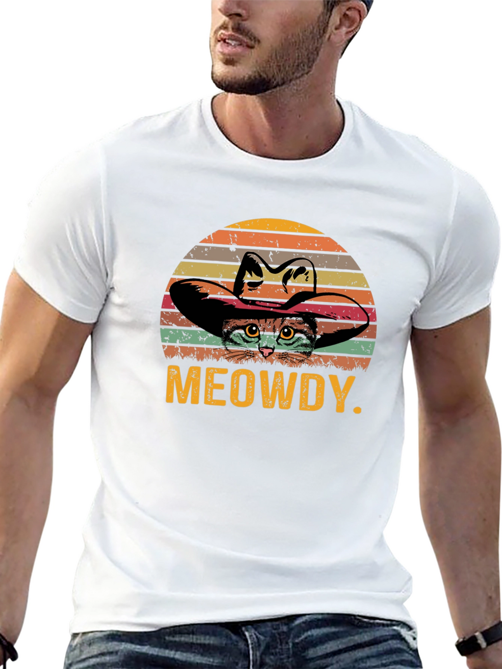 Meowdy Cat Cowboy Graphic T-Shirt