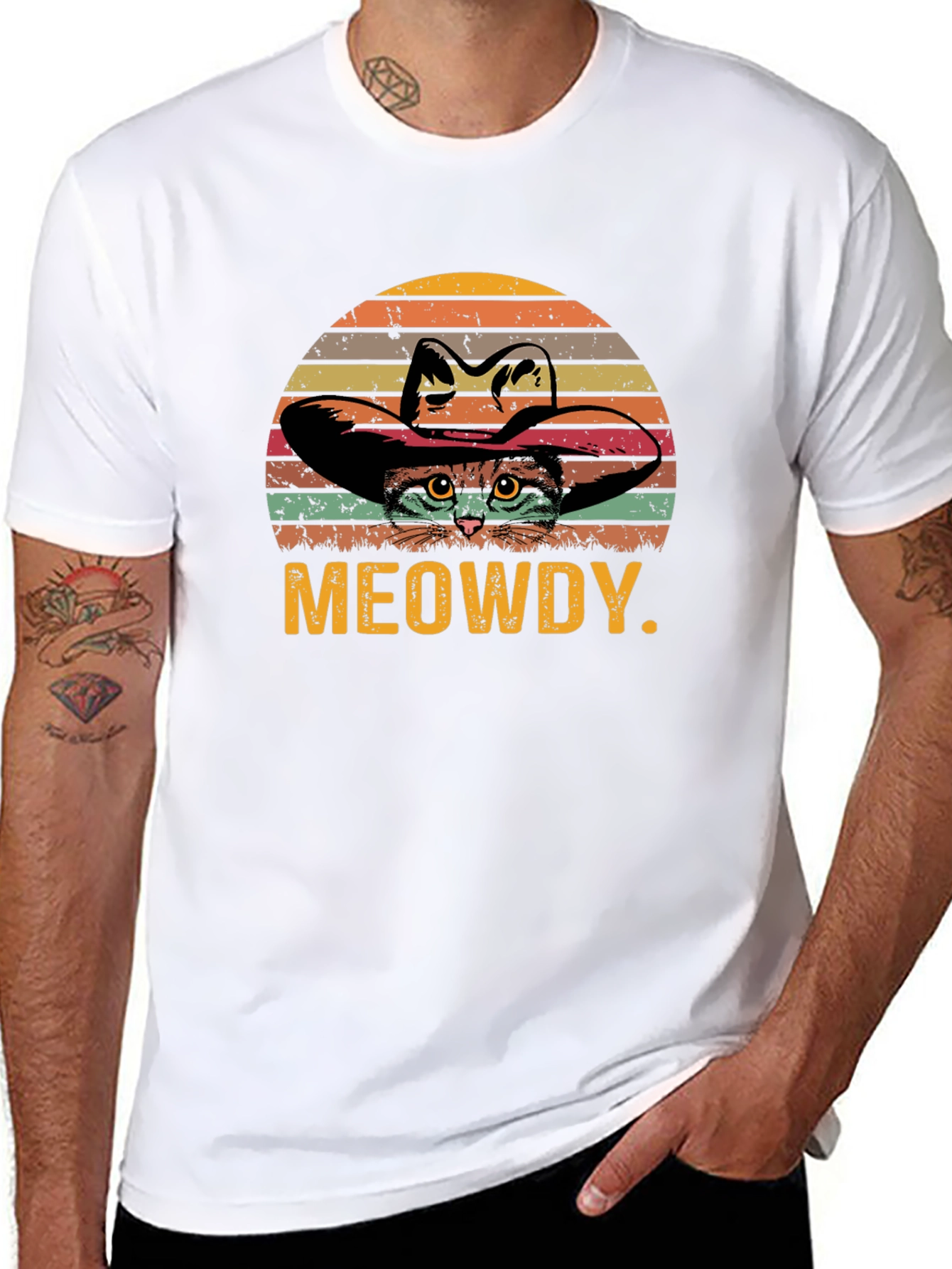 Meowdy Cat Cowboy Graphic T-Shirt