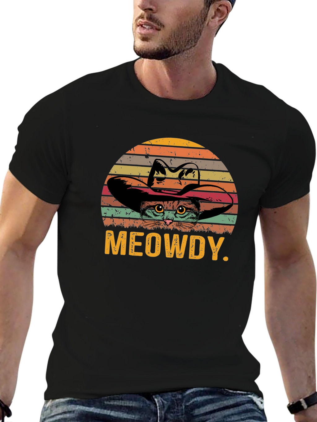 Meowdy Cat Cowboy Graphic T-Shirt