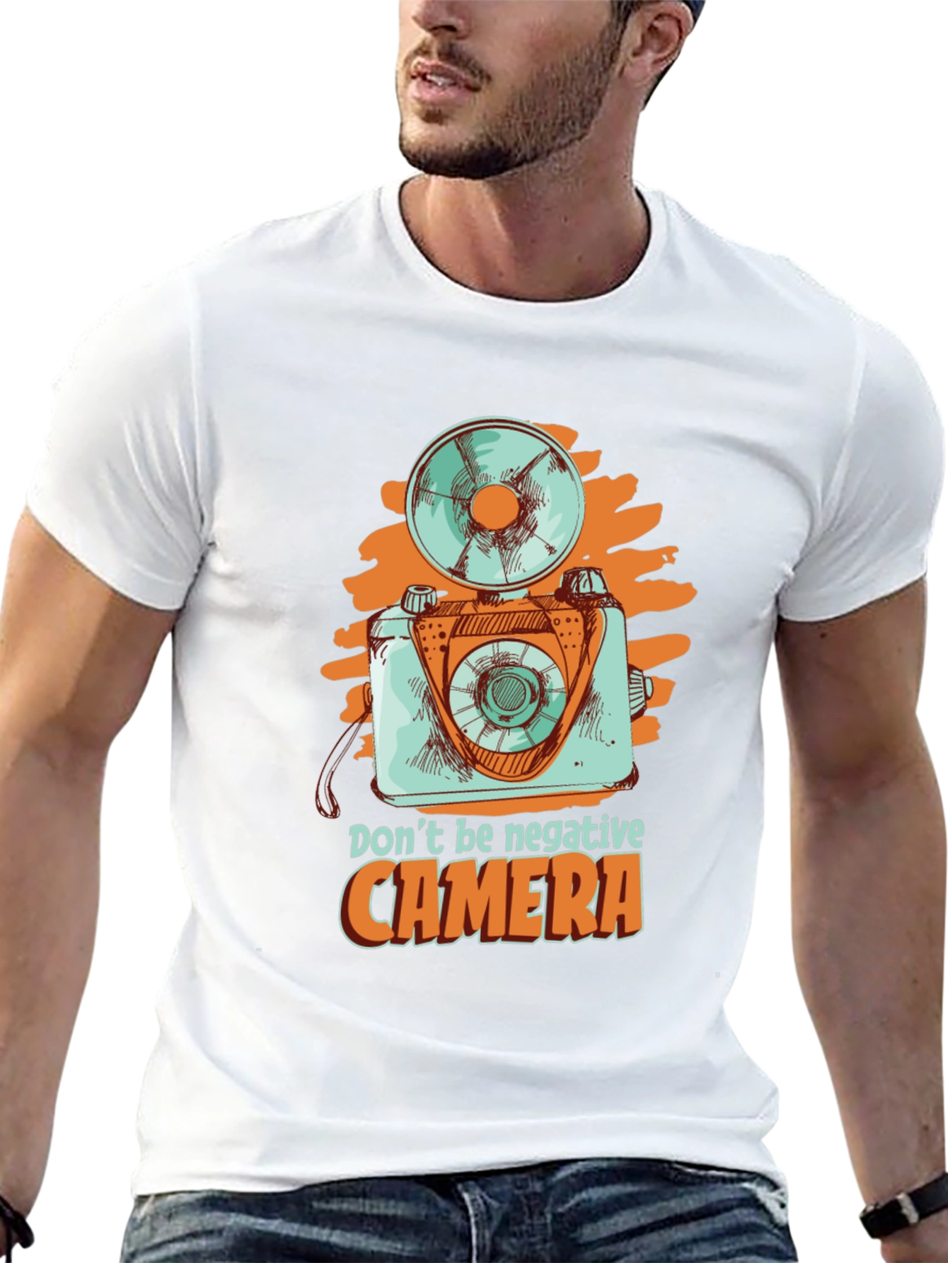 Retro Camera Graphic Tee - Dont Be Negative!