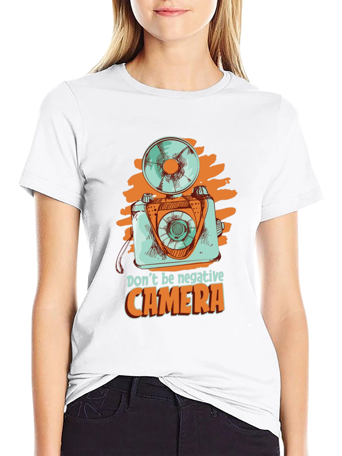 Retro Camera Graphic Tee - Dont Be Negative!