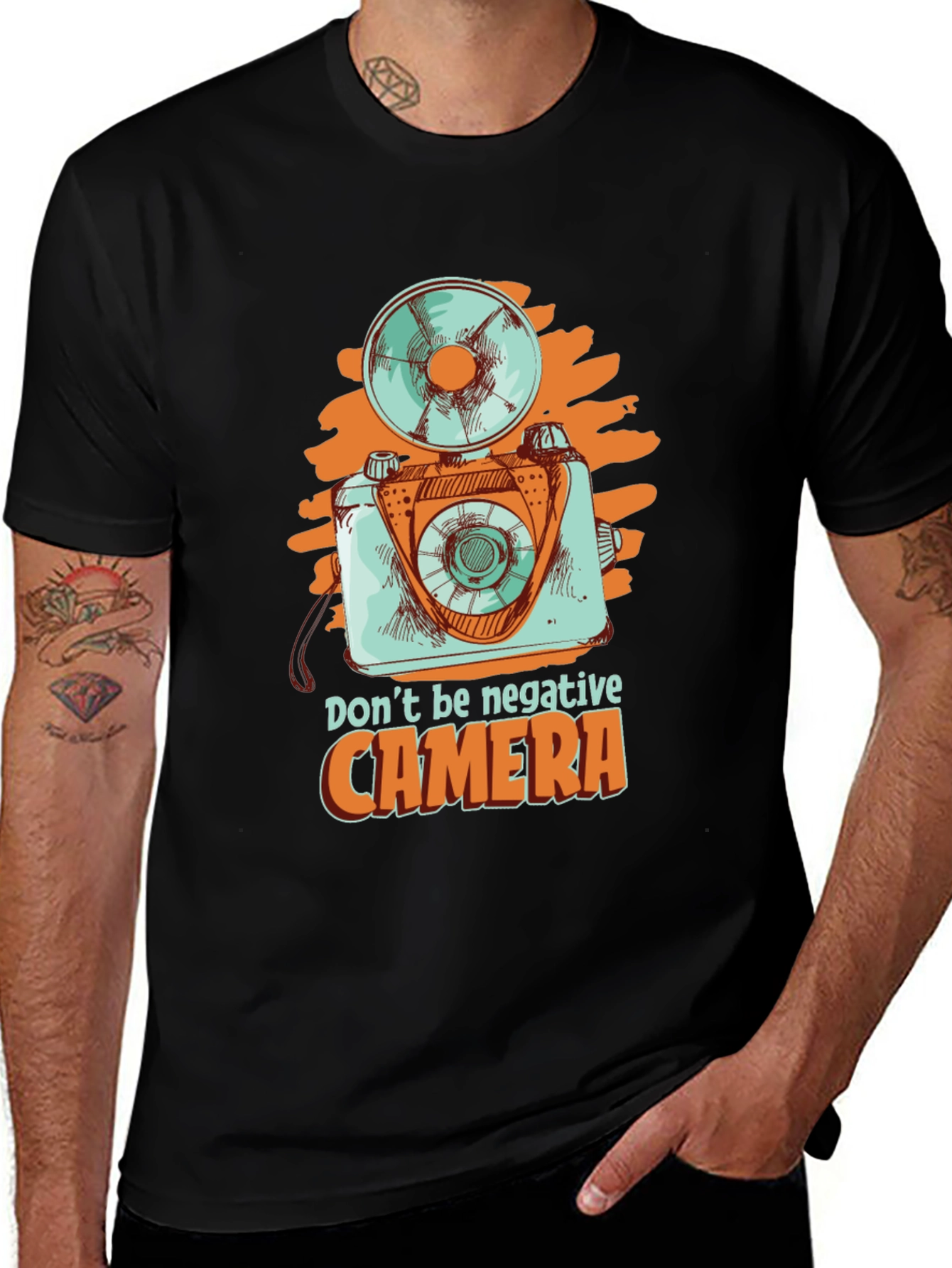 Retro Camera Graphic Tee - Dont Be Negative!