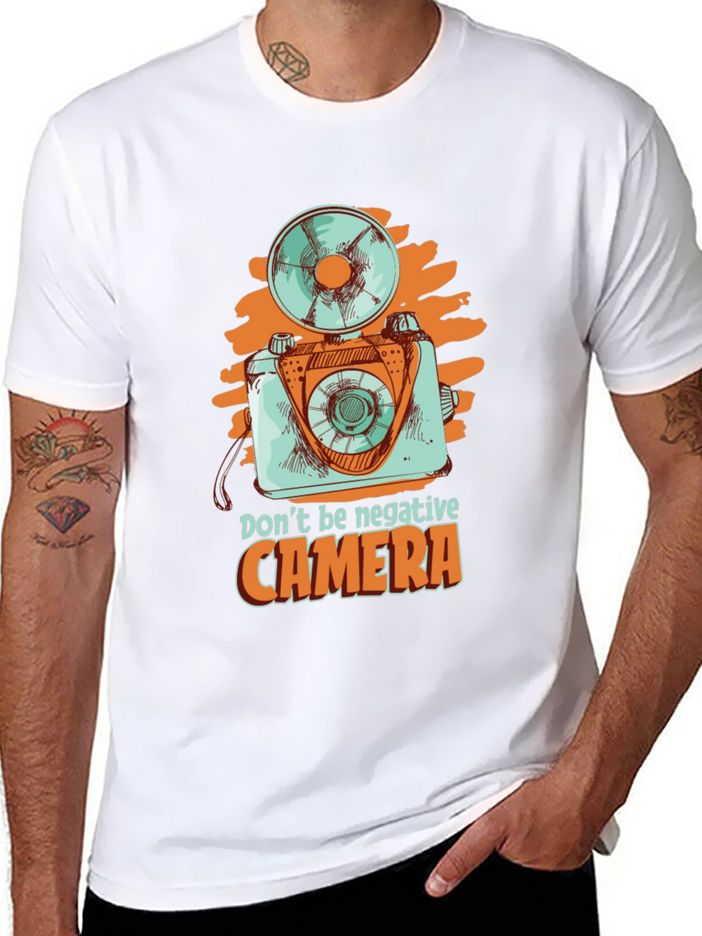 Retro Camera Graphic Tee - Dont Be Negative!