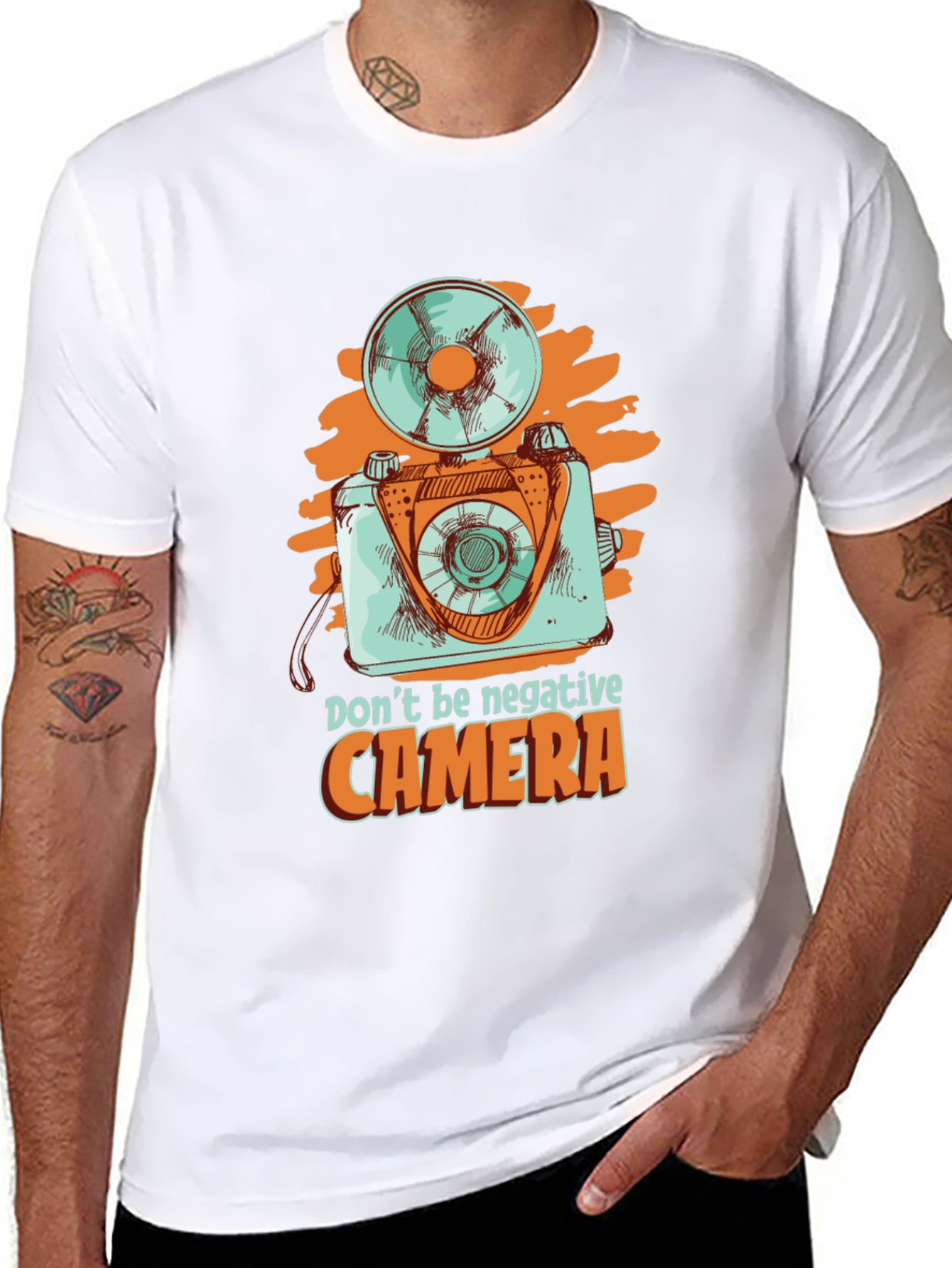 Retro Camera Graphic Tee - Dont Be Negative!