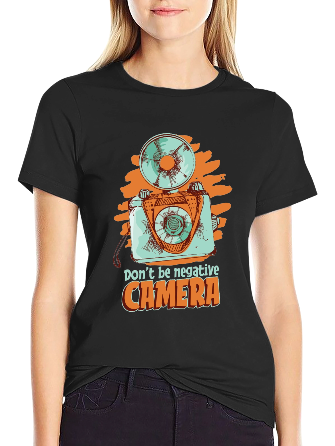 Retro Camera Graphic Tee - Dont Be Negative!