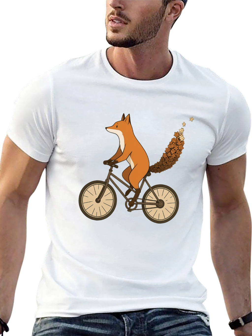 Fox on Bike Graphic Tee - Unique Animal Design