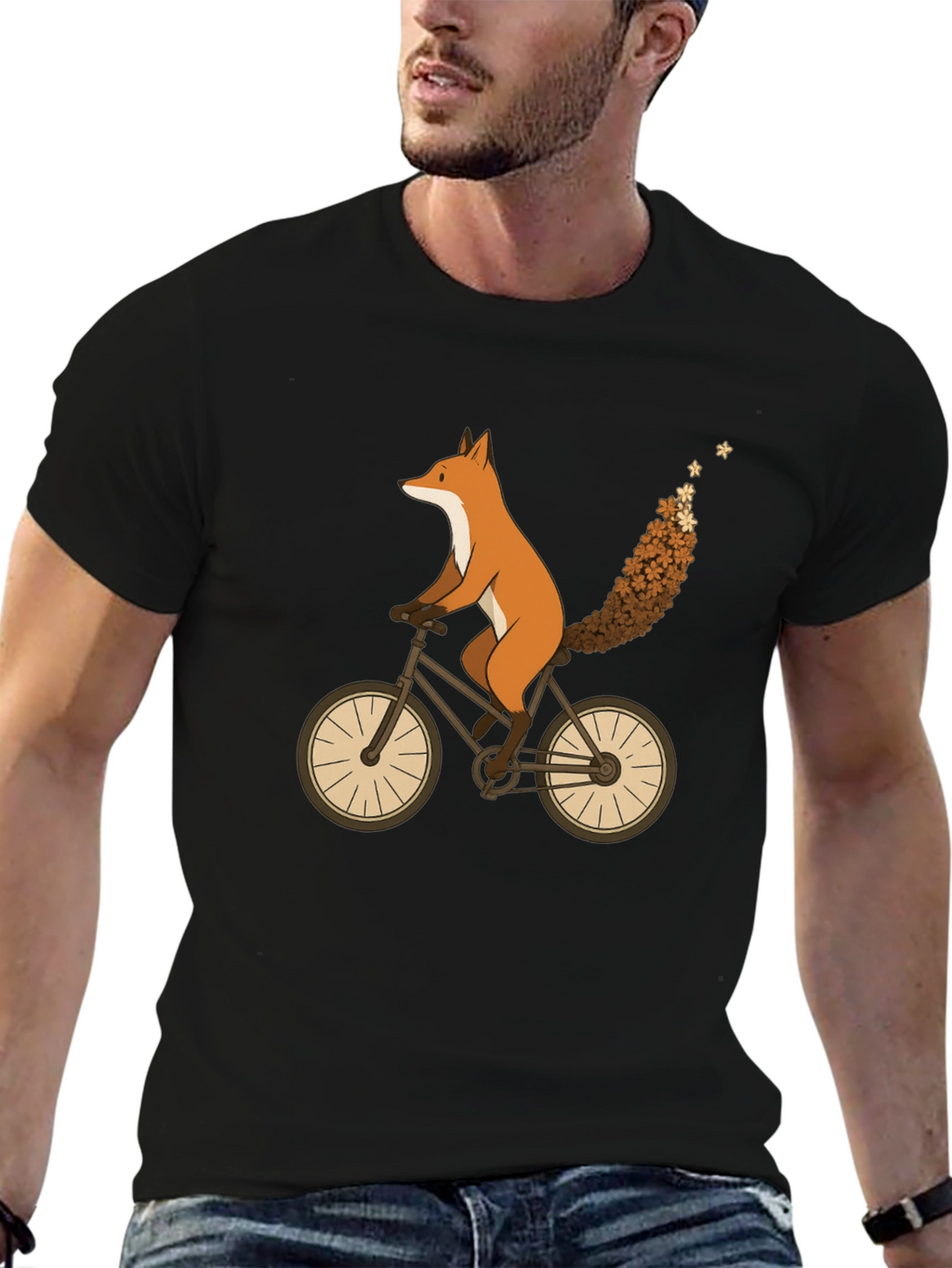 Fox on Bike Graphic Tee - Unique Animal Design
