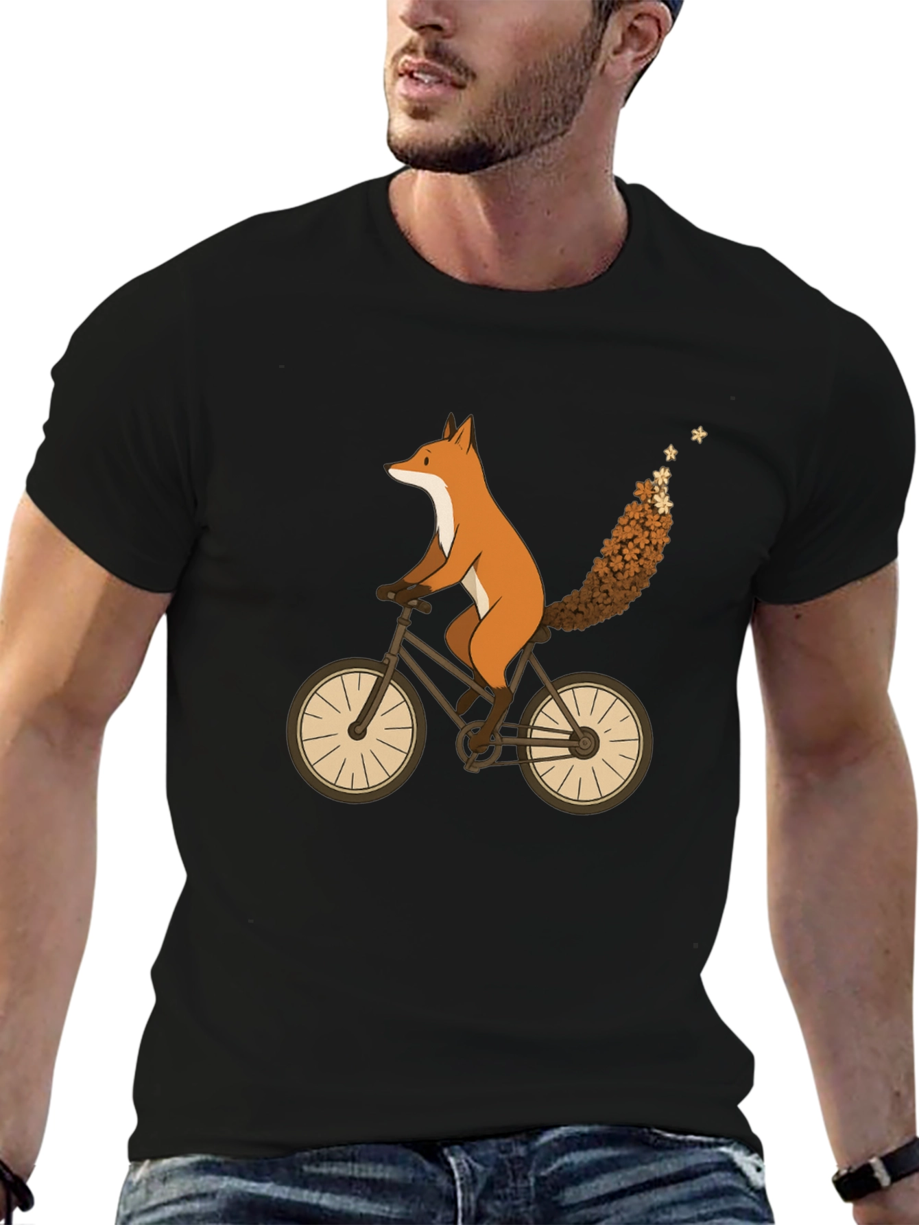 Fox on Bike Graphic Tee - Unique Animal Design
