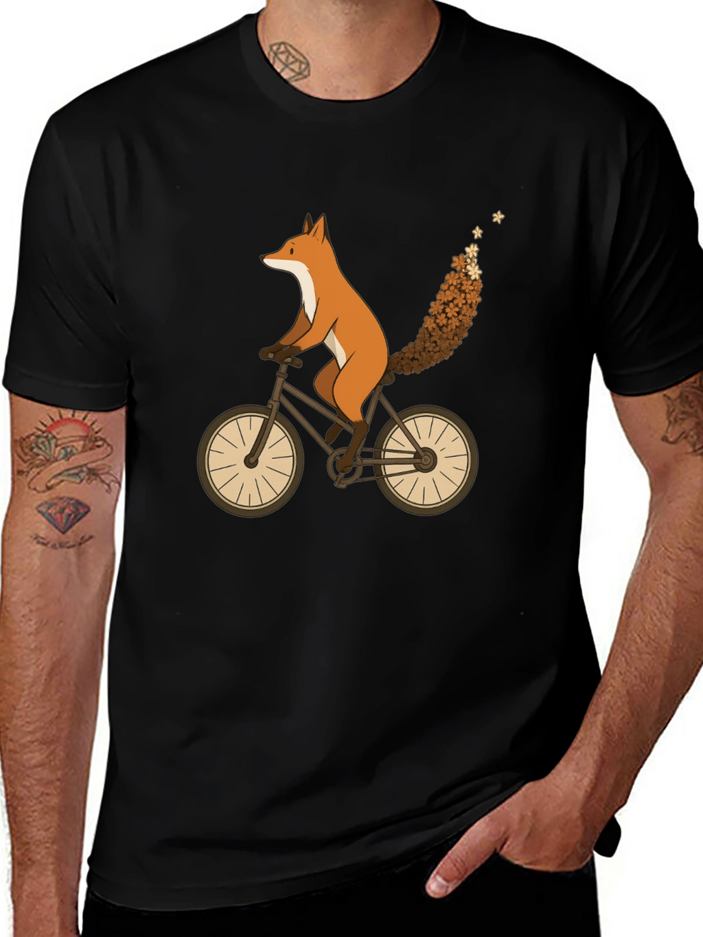 Fox on Bike Graphic Tee - Unique Animal Design