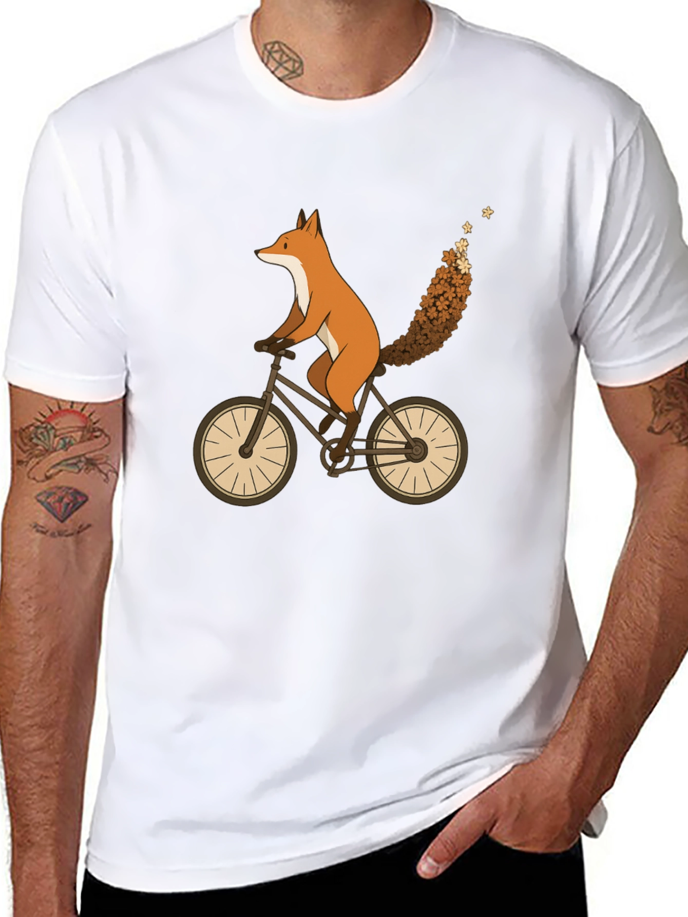 Fox on Bike Graphic Tee - Unique Animal Design