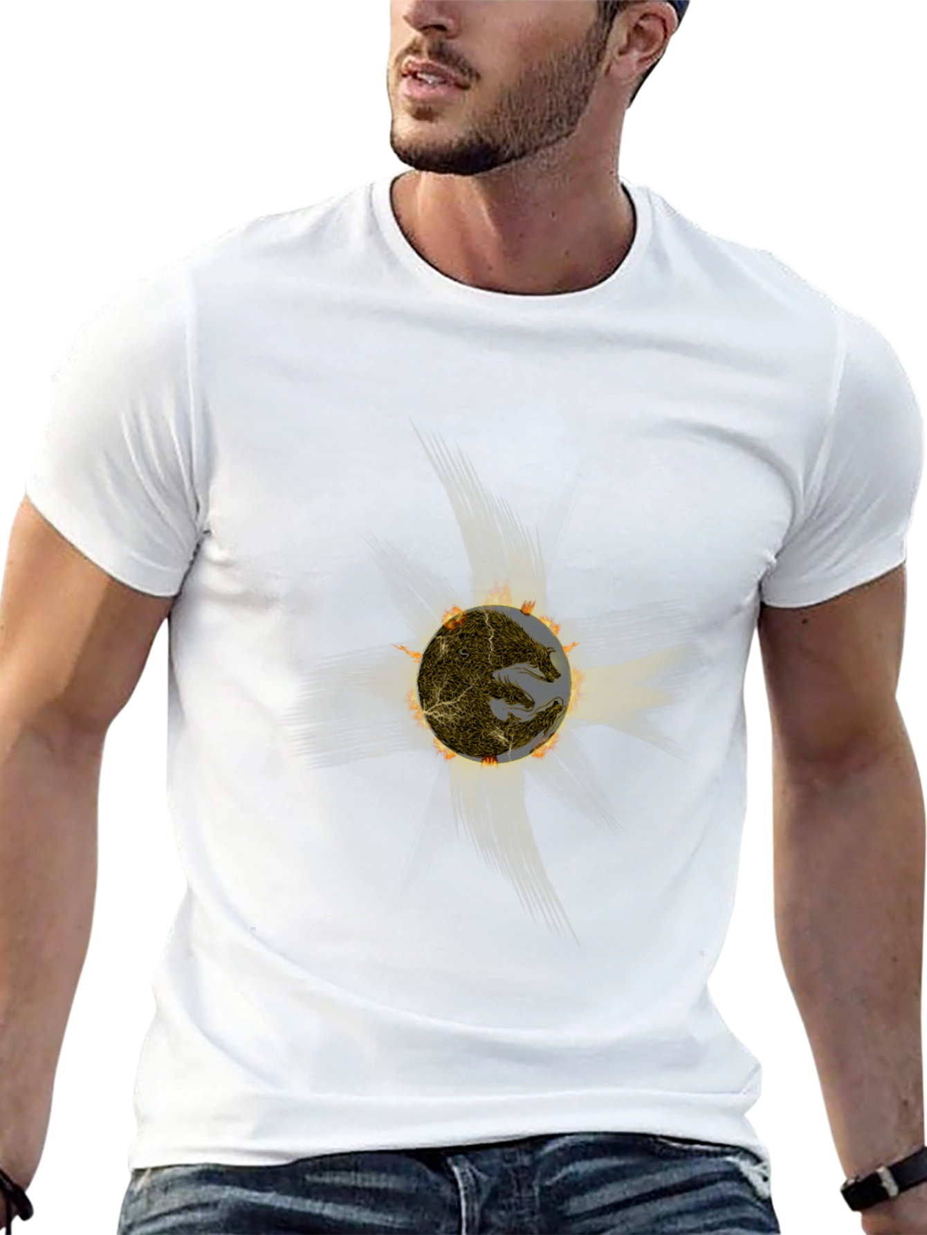 Fiery Sun Graphic Black T-Shirt