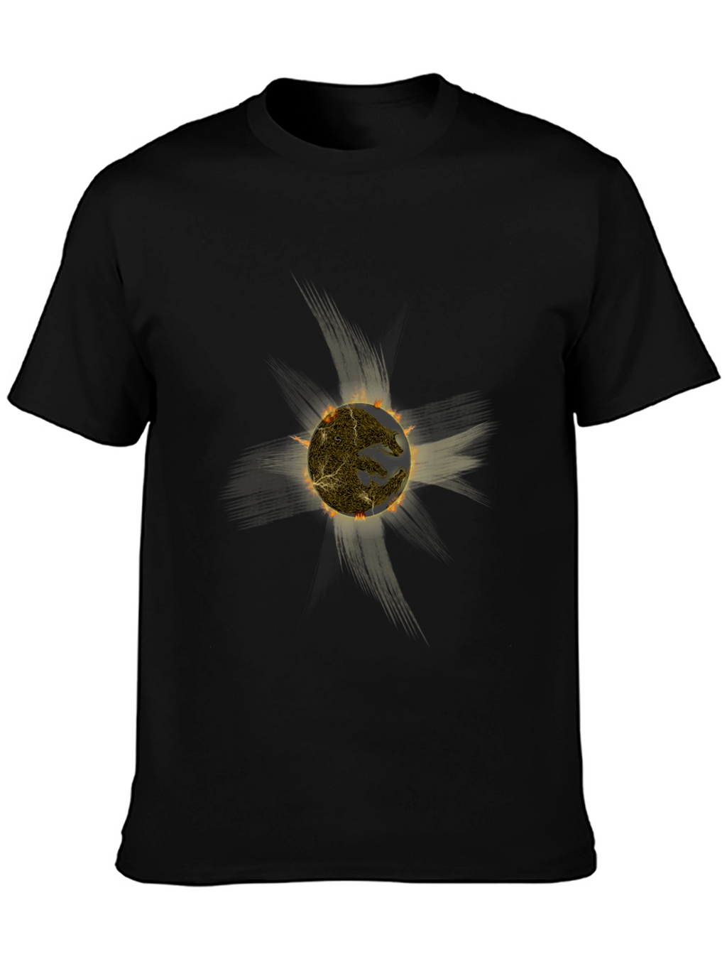 Fiery Sun Graphic Black T-Shirt