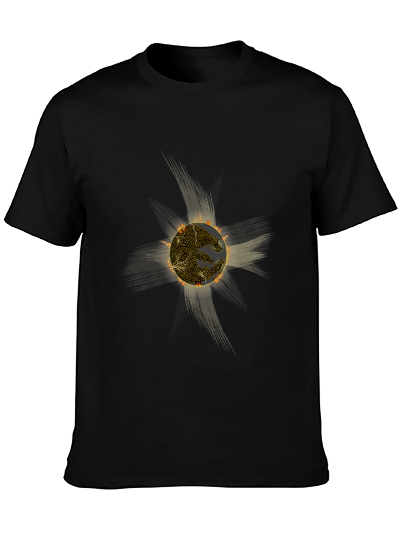 Fiery Sun Graphic Black T-Shirt