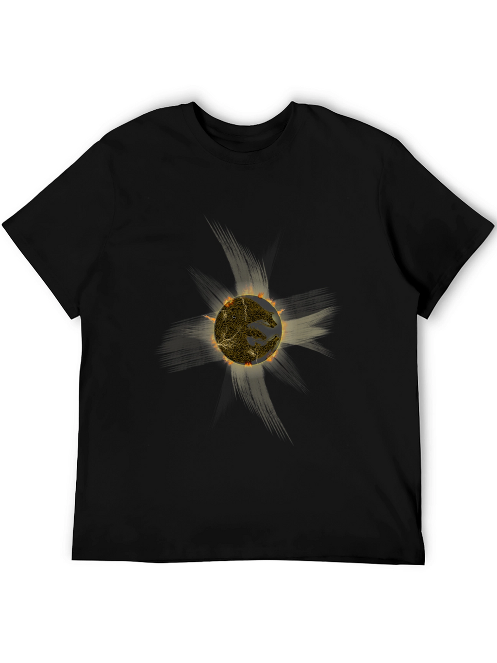 Fiery Sun Graphic Black T-Shirt