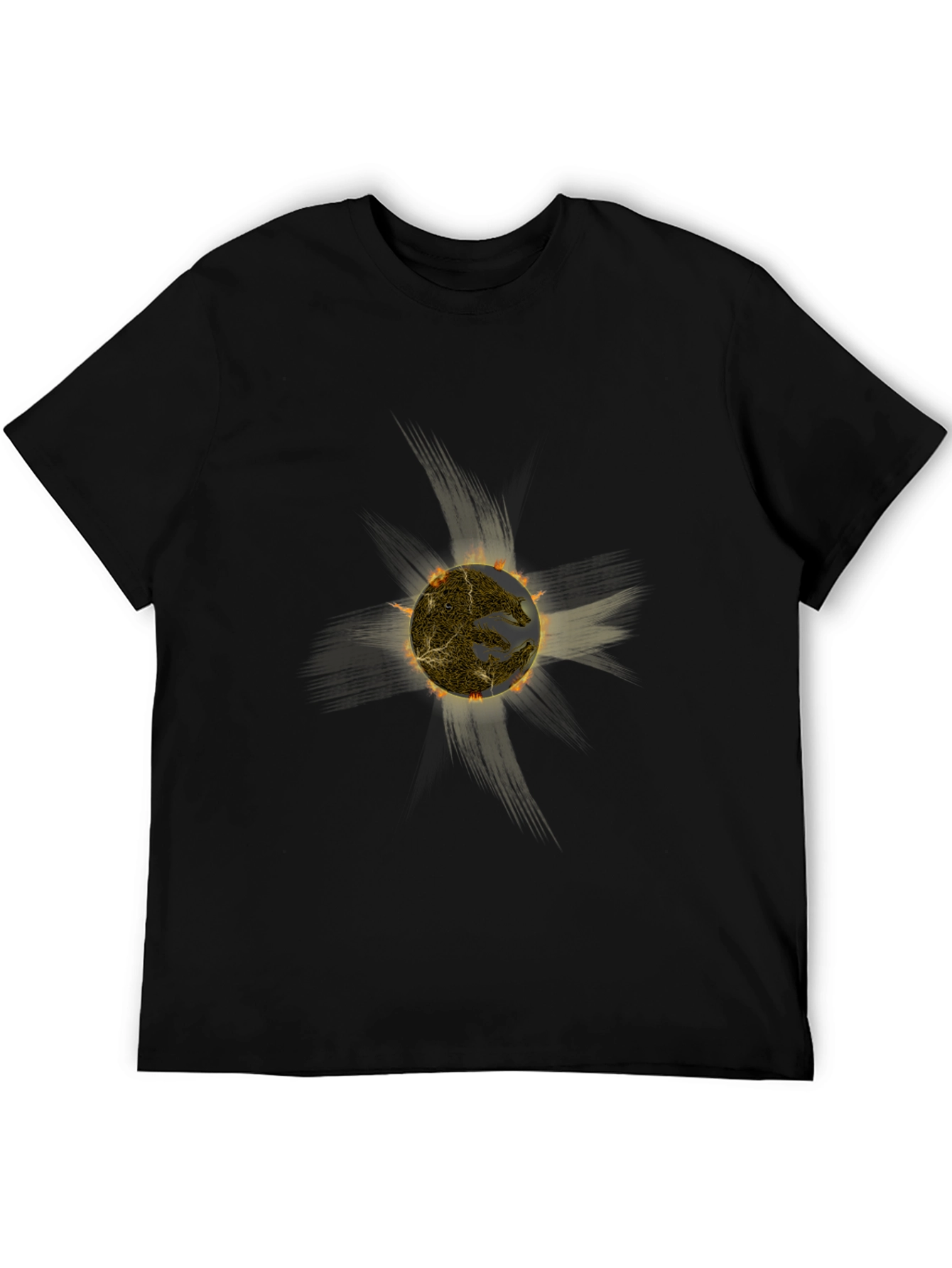 Fiery Sun Graphic Black T-Shirt