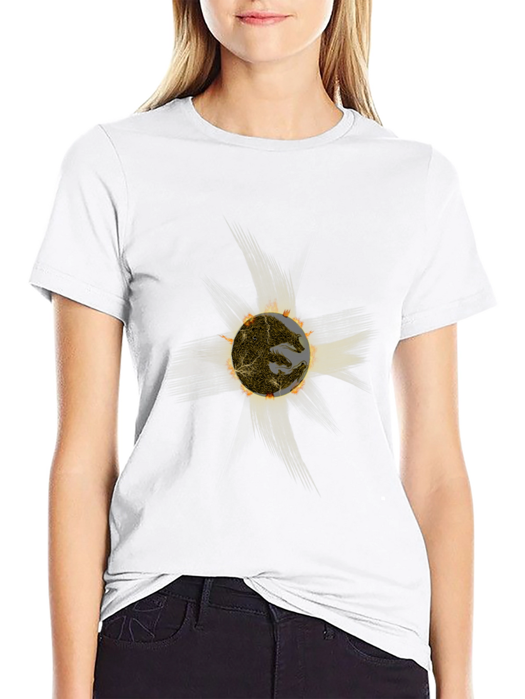 Fiery Sun Graphic Black T-Shirt