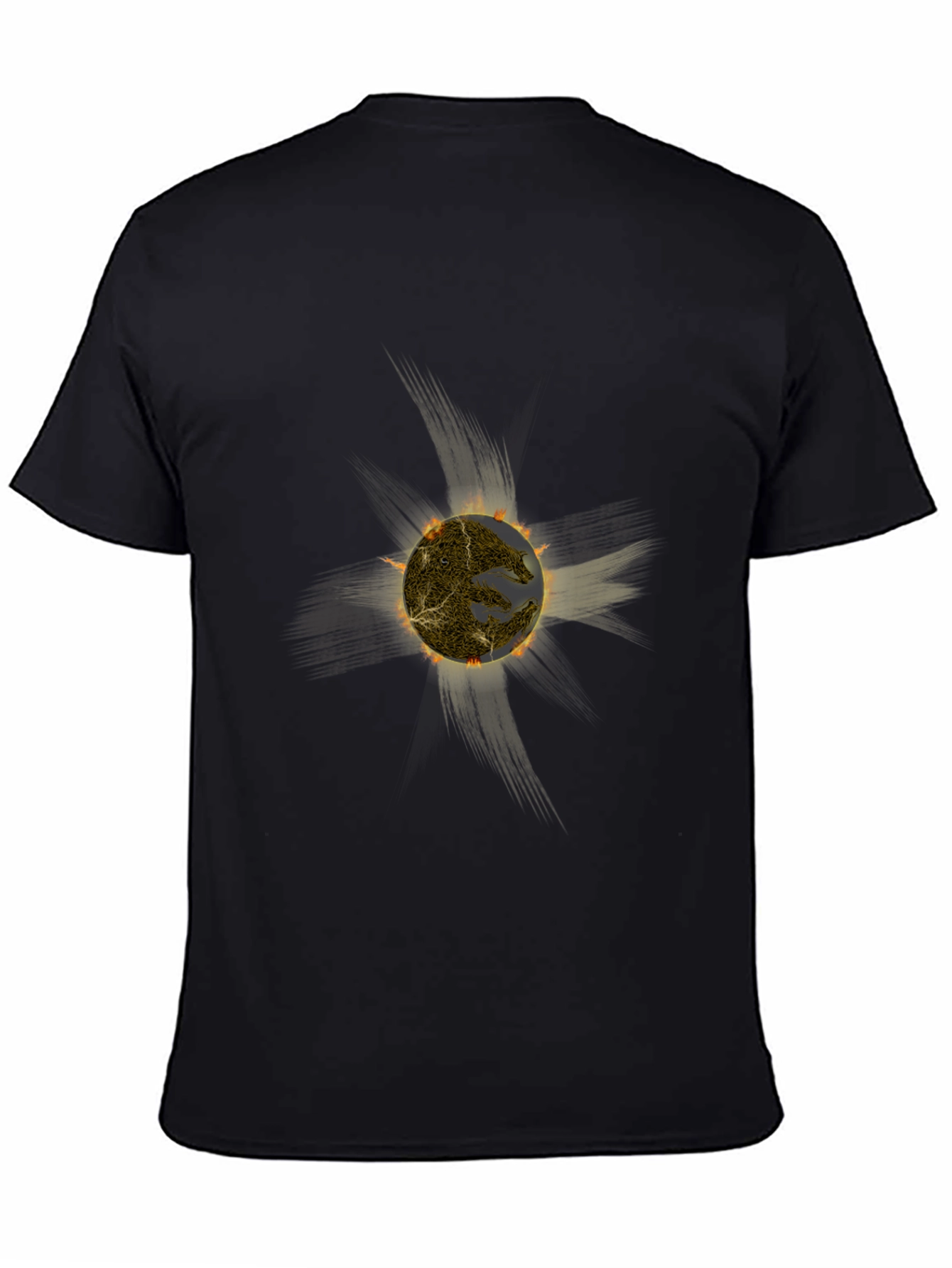 Fiery Sun Graphic Black T-Shirt